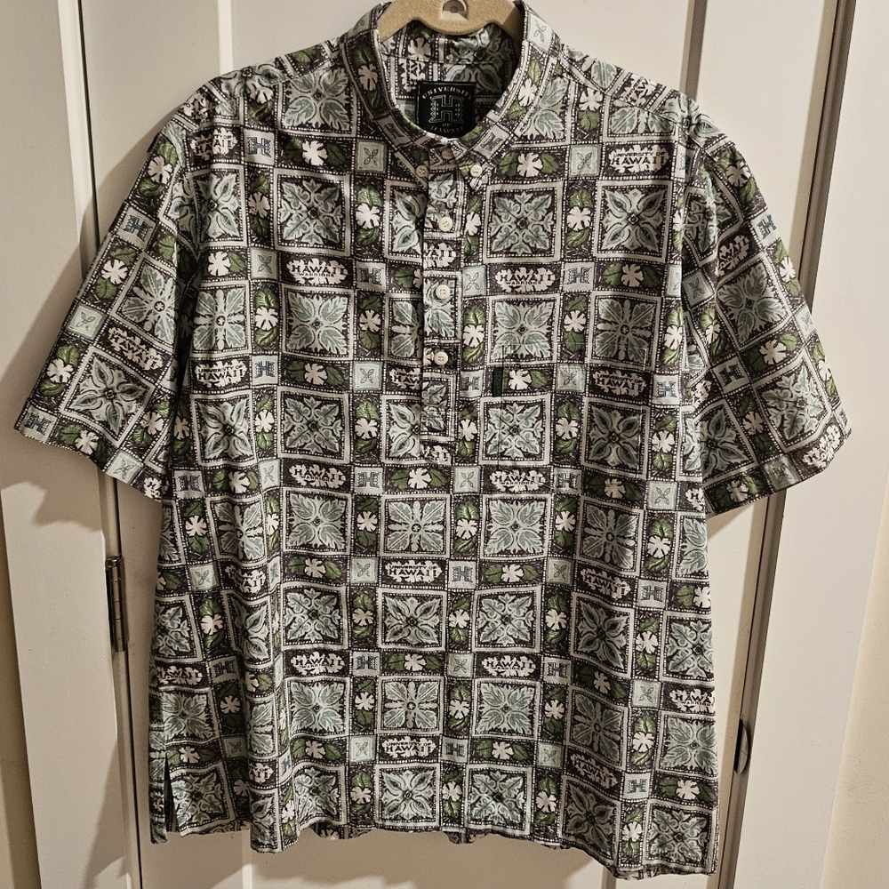 Vintage University of Hawaii Popover Hawaiian Shirt - Green - Size Large